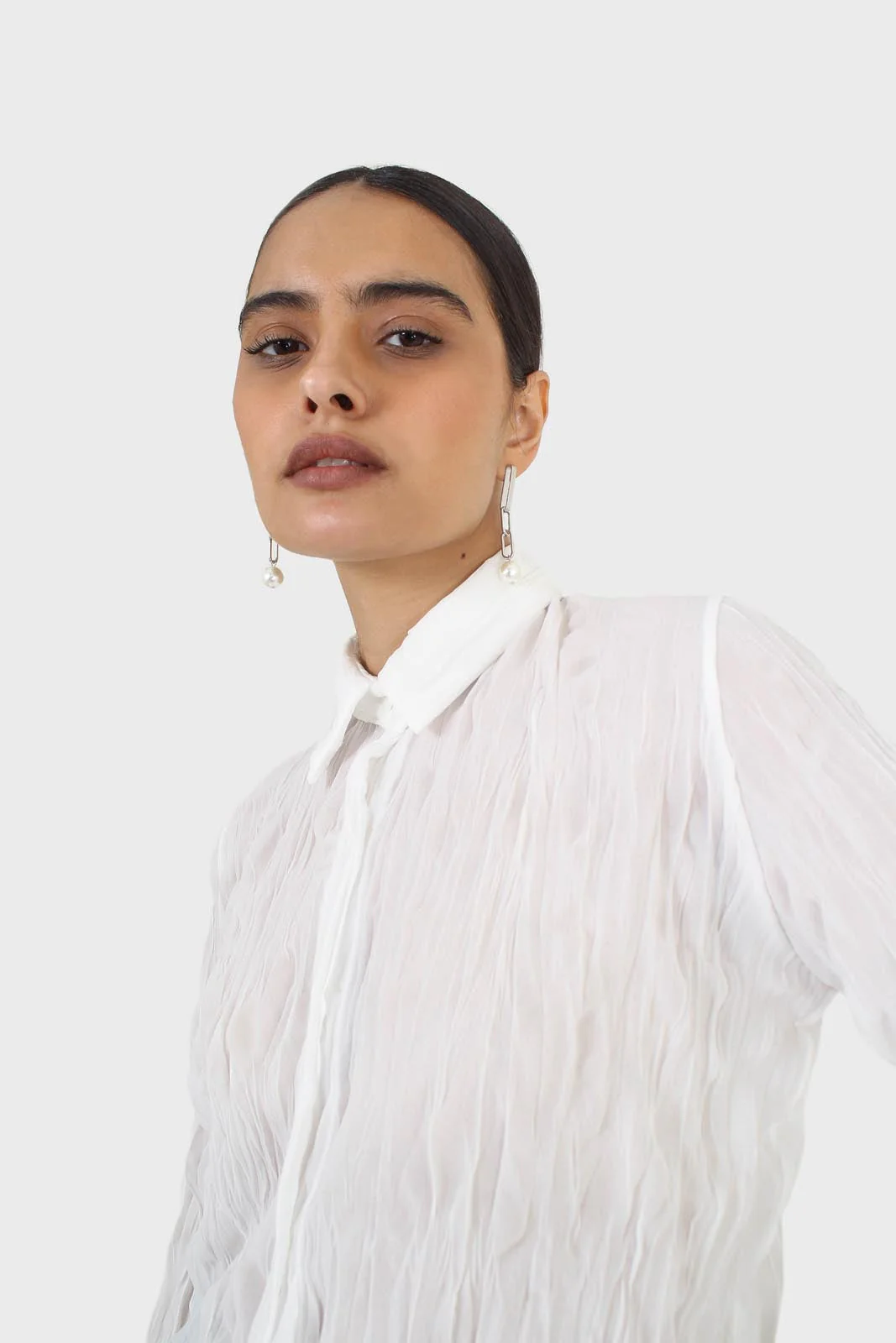Ivory wrinkle button up blouse - Image 6