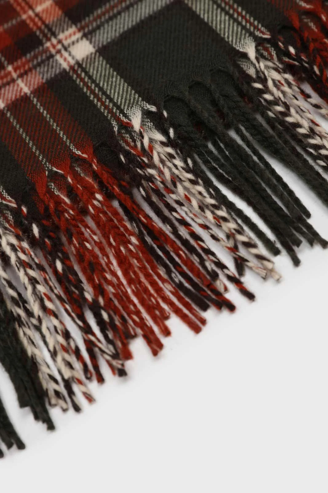 Khaki and orange classic plaid scarf - Image 5