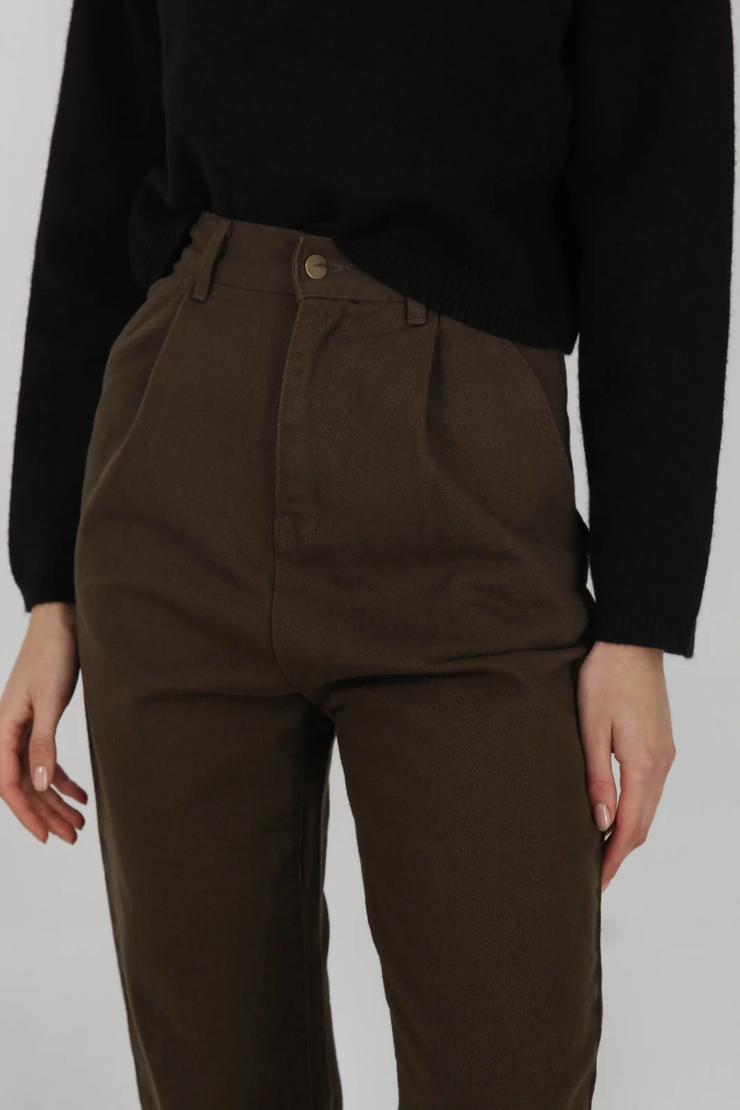 Khaki pleated loose fit jeans - 567 - Image 4
