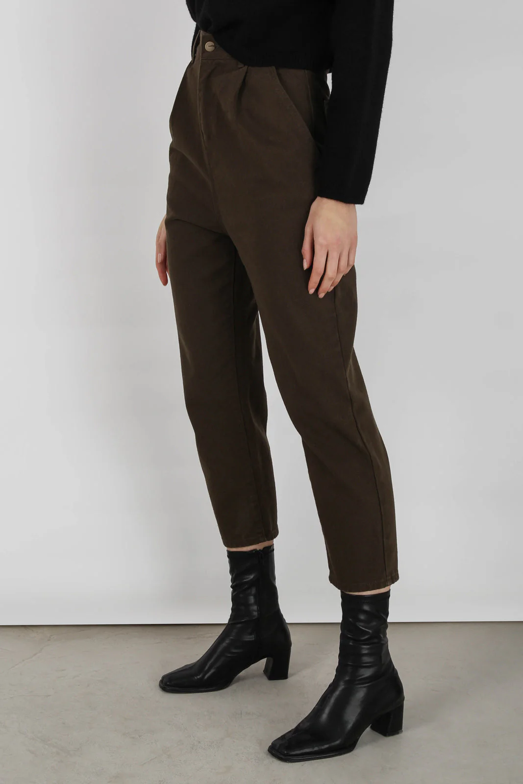 Khaki pleated loose fit jeans - 567 - Image 5