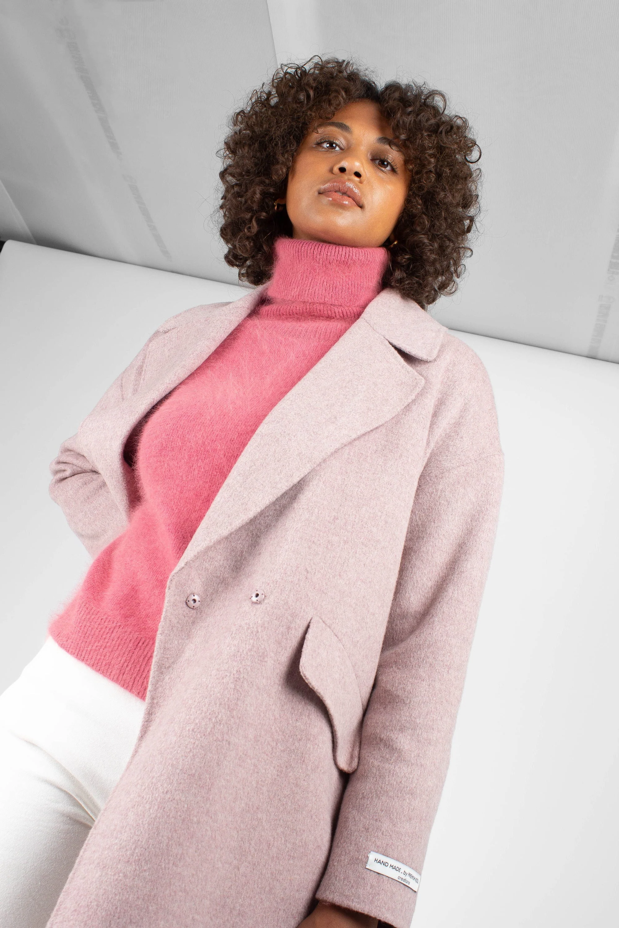 Lilac single breasted oversized wool coat - Image 3