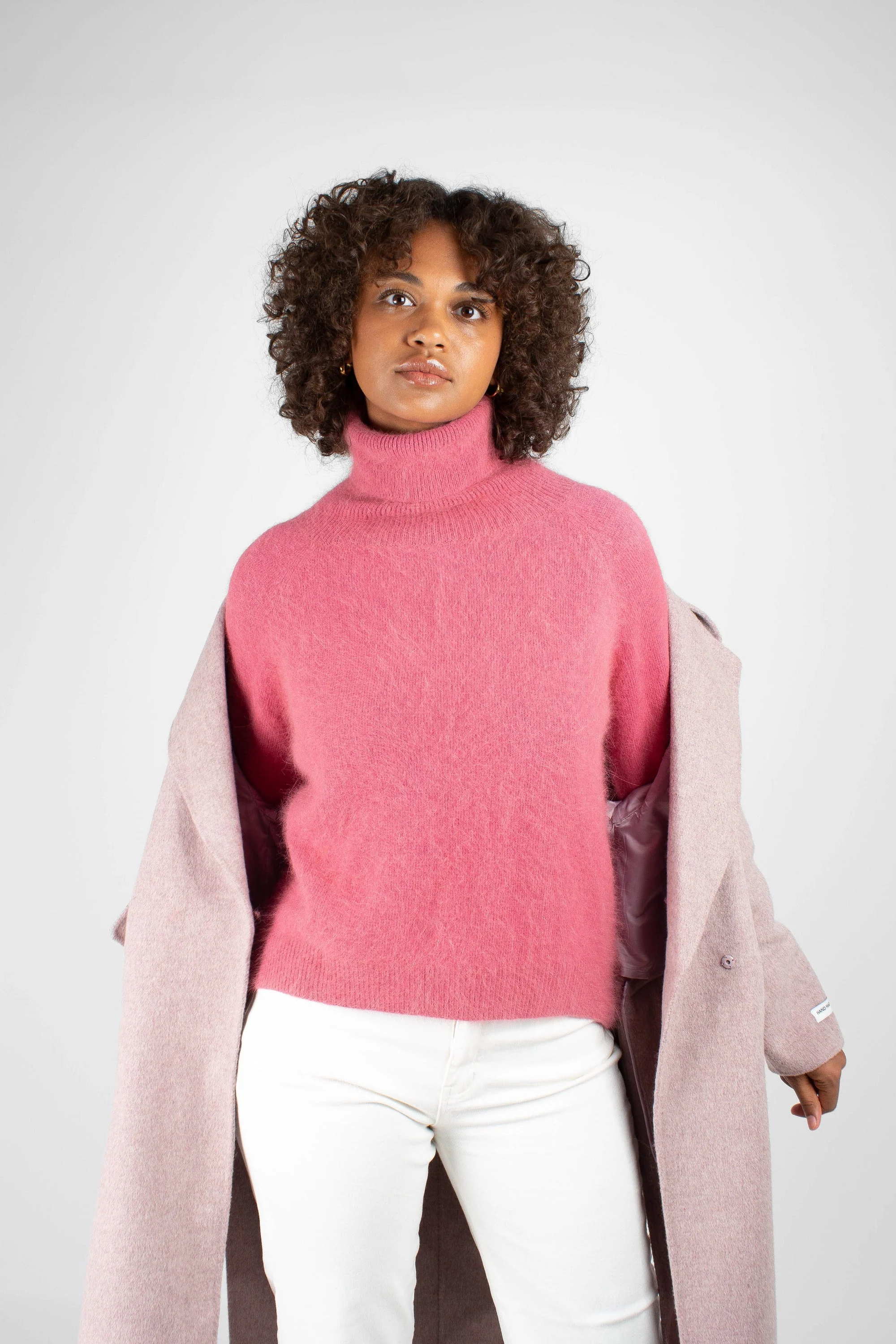 Lilac single breasted oversized wool coat - Image 4