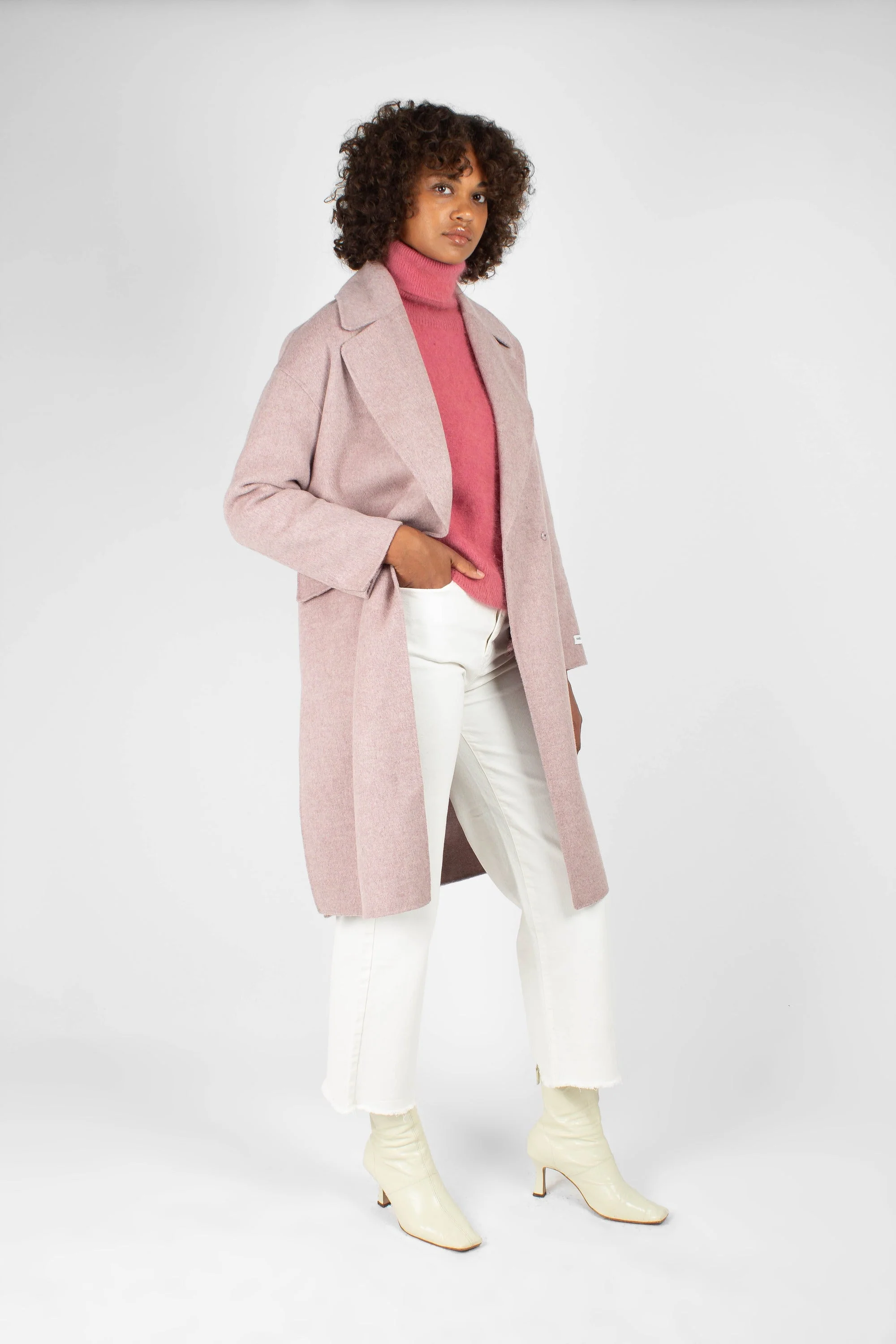 Lilac single breasted oversized wool coat - Image 5