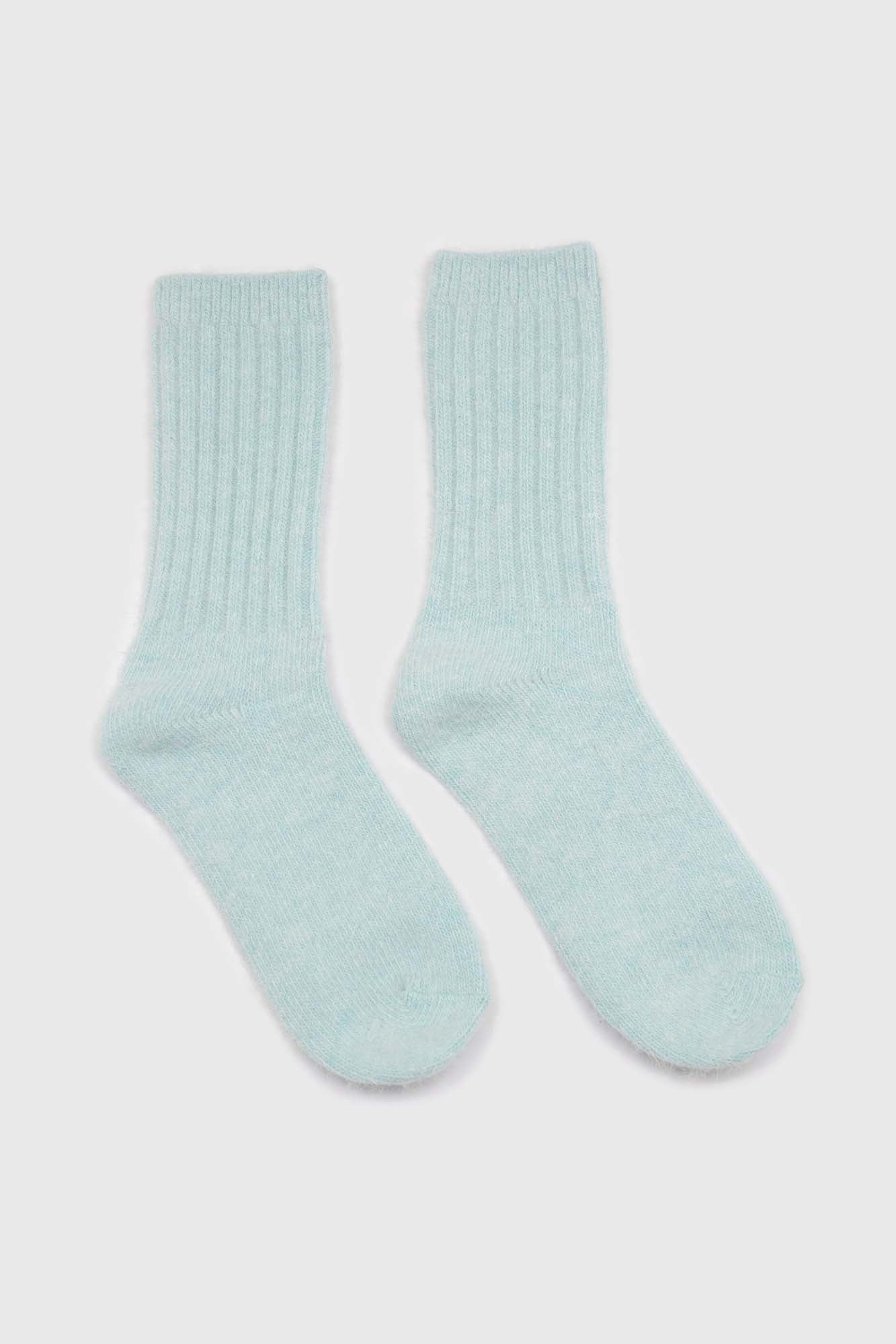 Mint green ribbed angora long socks - Image 4