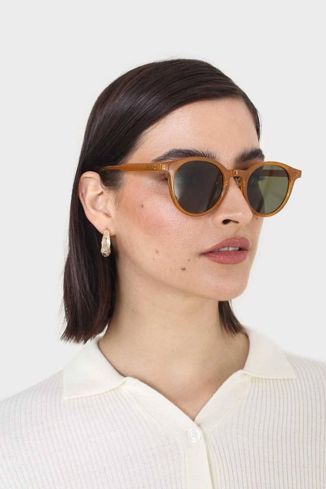 Mustard and khaki classic round sunglasses - Image 5