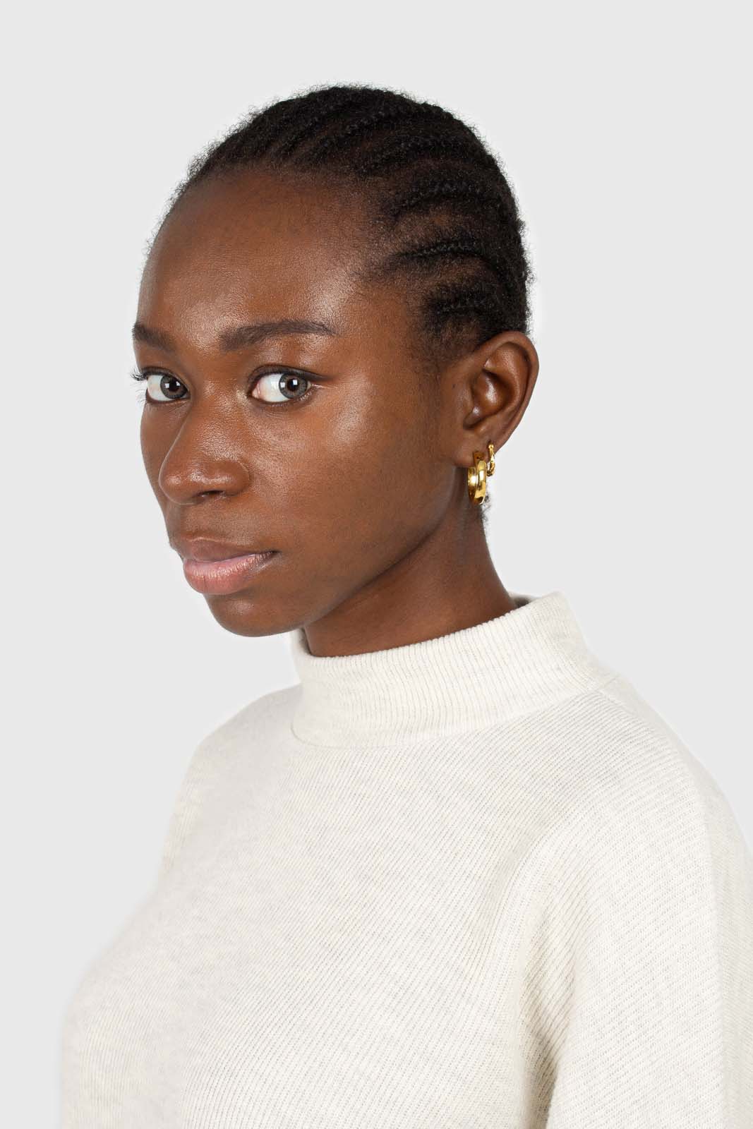 Oatmeal micro ribbed mock neck top - Image 5