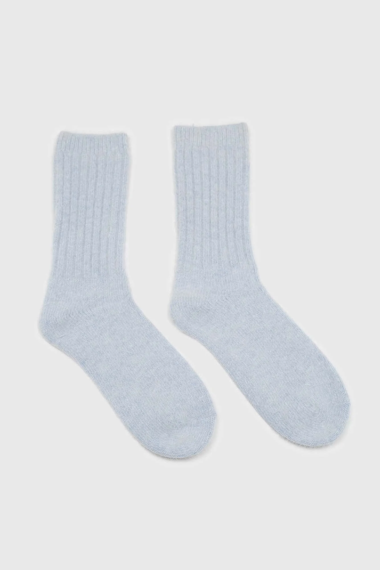 Pastel blue ribbed angora long socks - Image 3