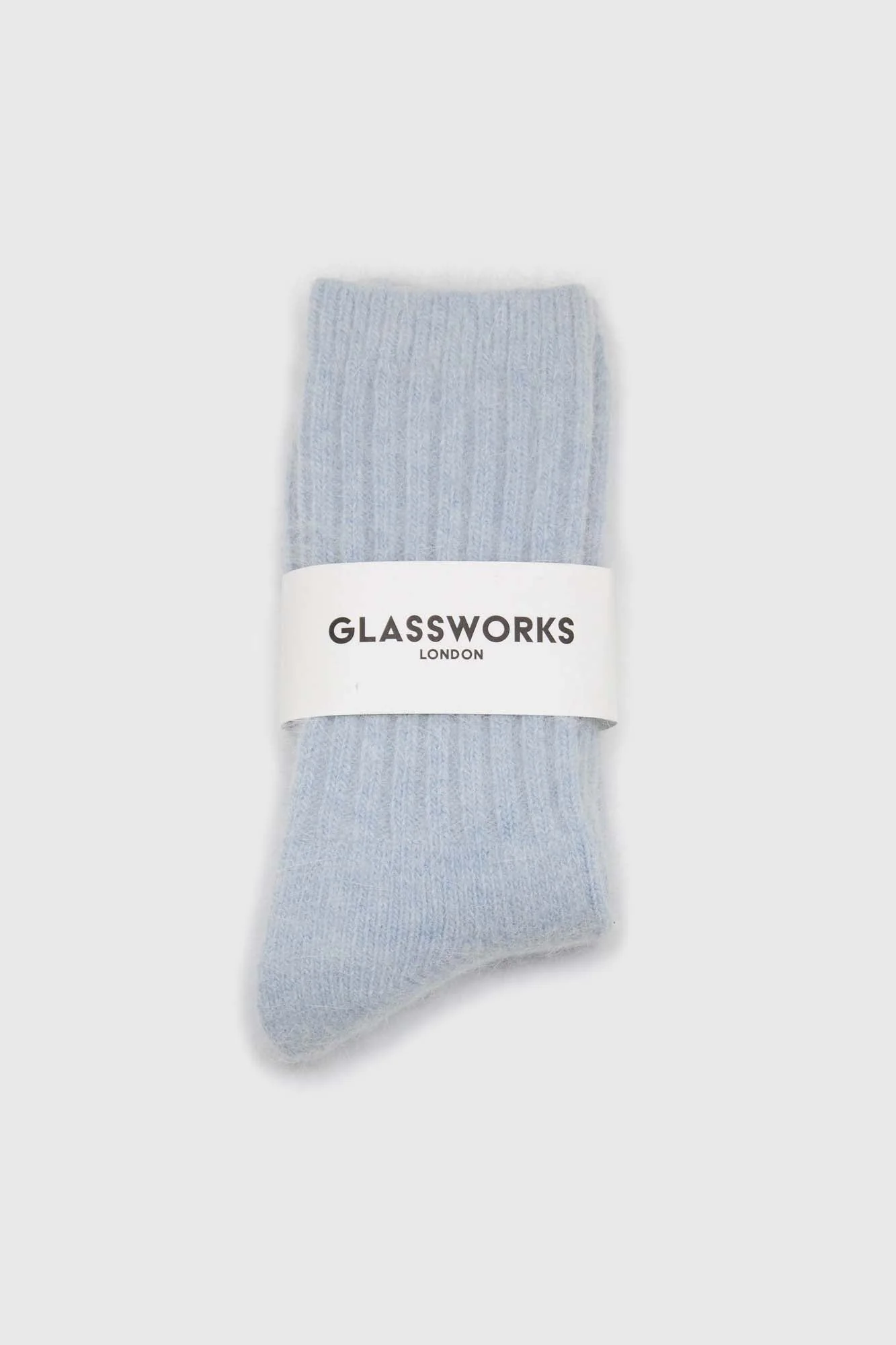 Pastel blue ribbed angora long socks - Image 4