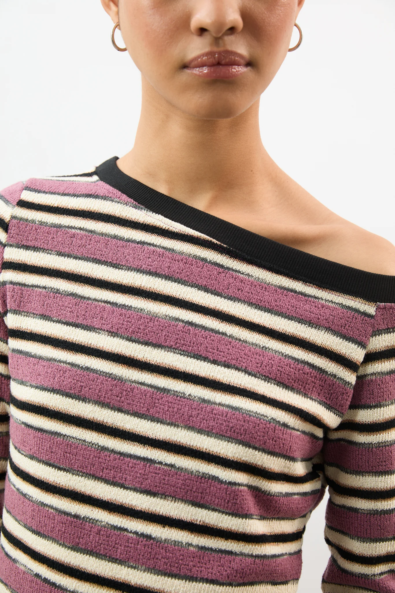 Pink textured stripe one shoulder top - Image 3