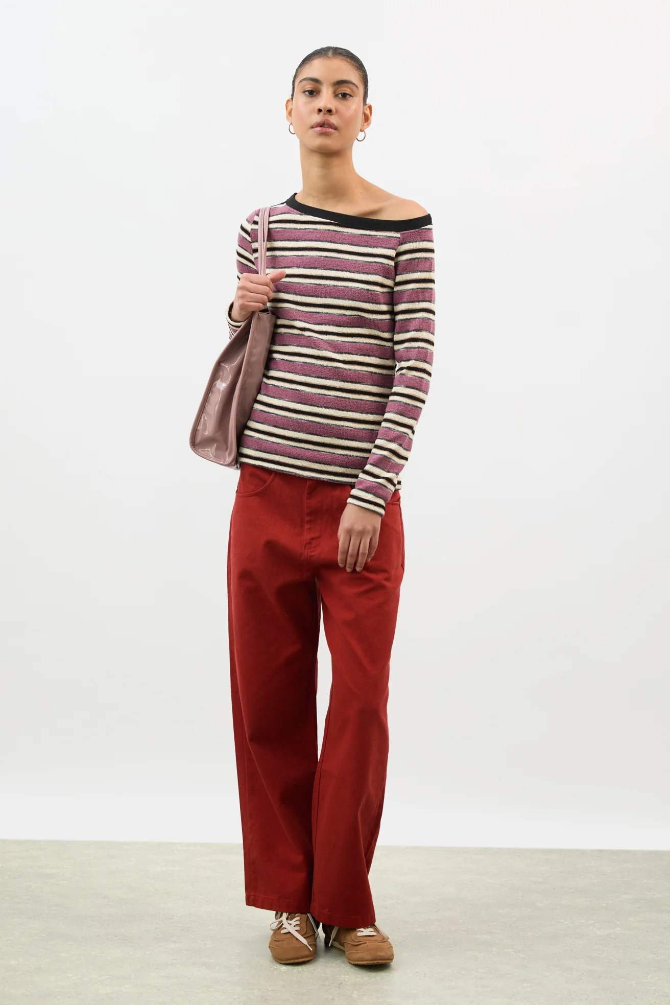 Pink textured stripe one shoulder top - Image 4