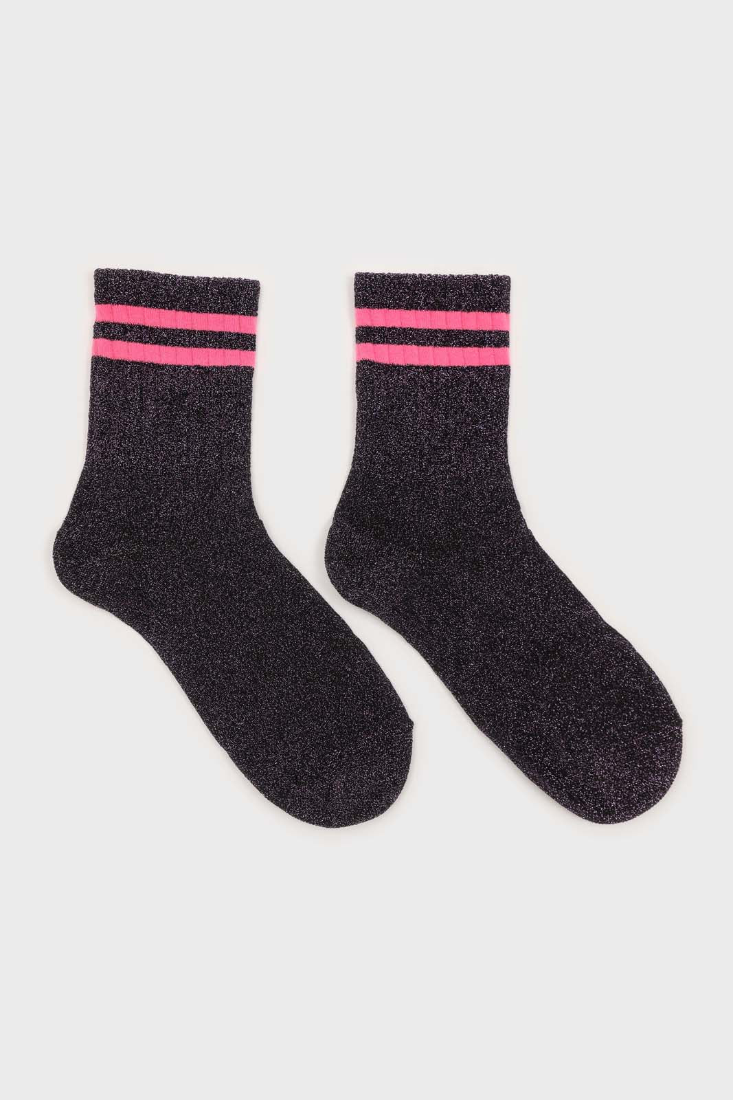 Purple metallic neon pink varsity stripe socks - Image 4