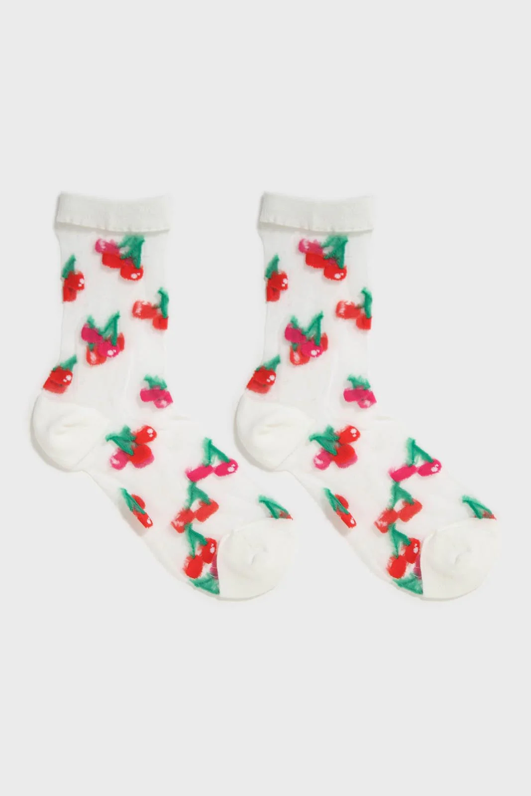 Red and pink cherry sheer socks - Image 3