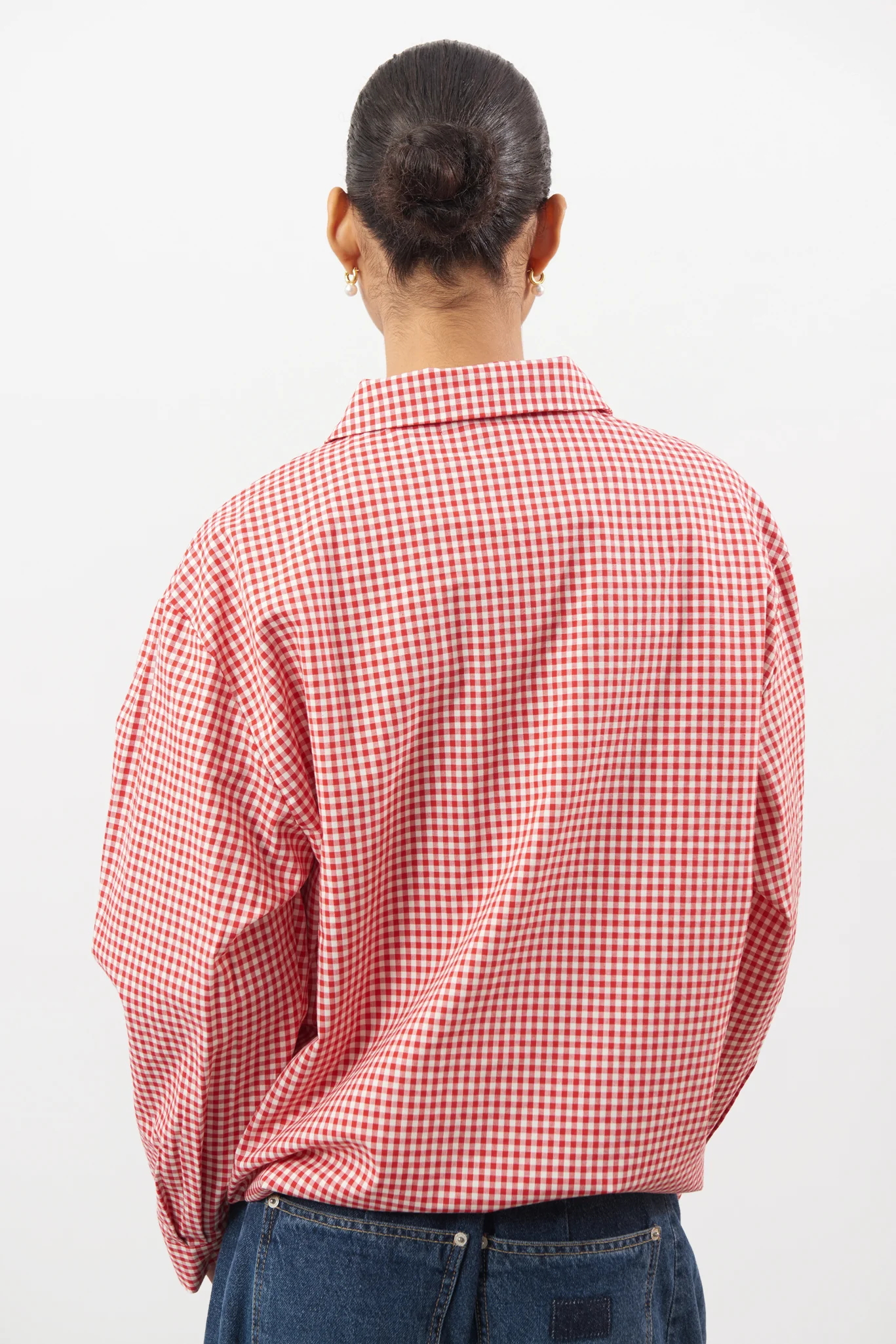 Red and white gingham collared jacket - Image 3