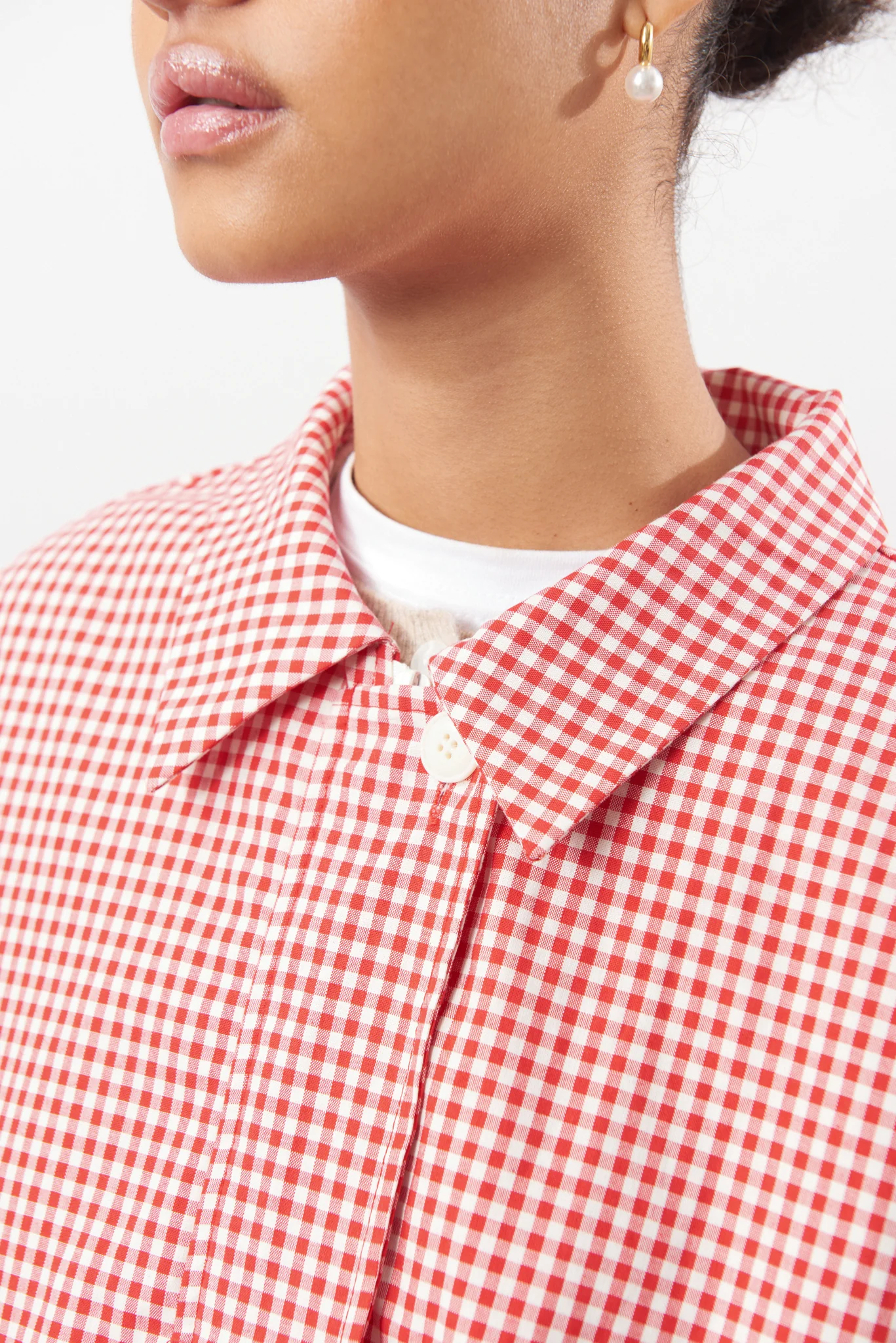 Red and white gingham collared jacket - Image 4