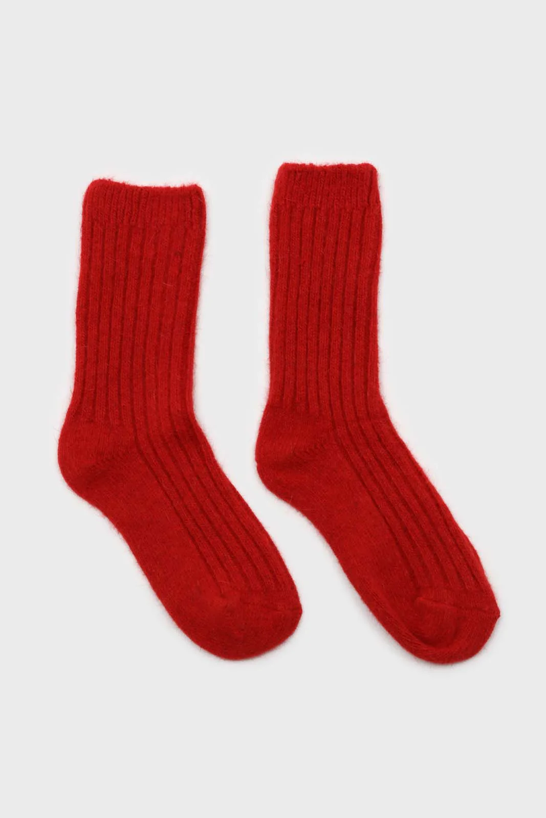 Red large ribbed angora socks - Image 4