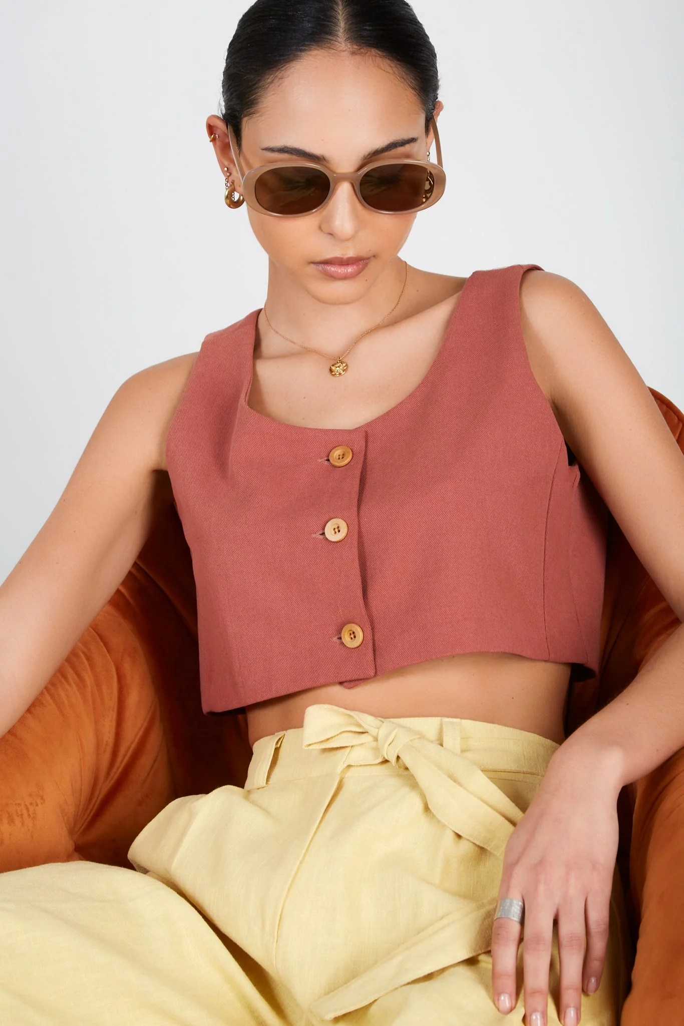 Rust red button up tank - Image 5