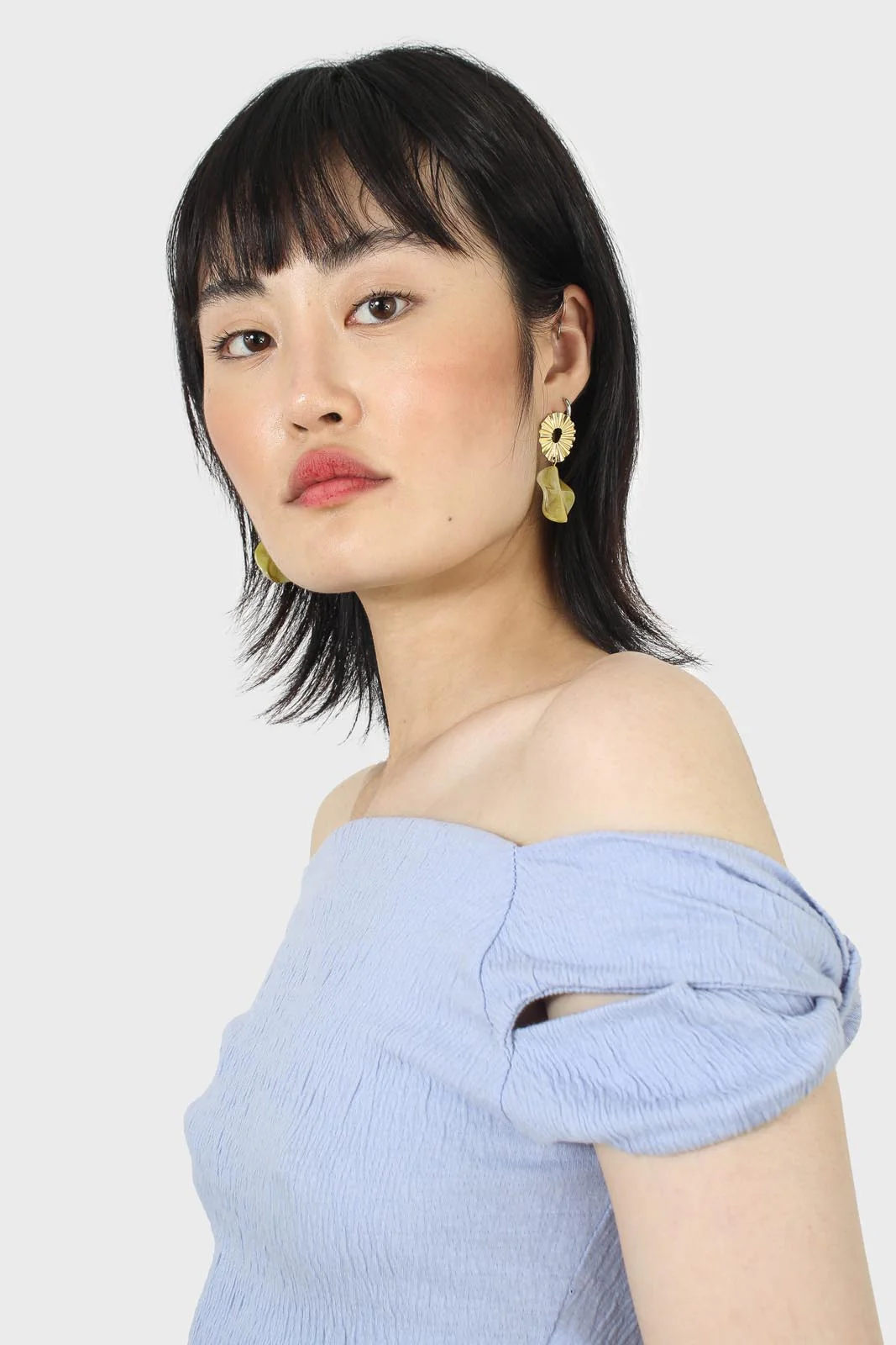 Sky blue off shoulder cropped tee - Image 3