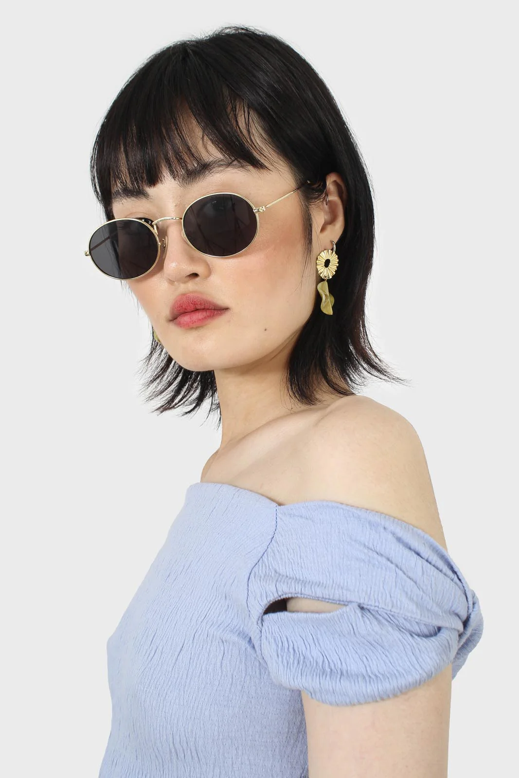 Sky blue off shoulder cropped tee - Image 5
