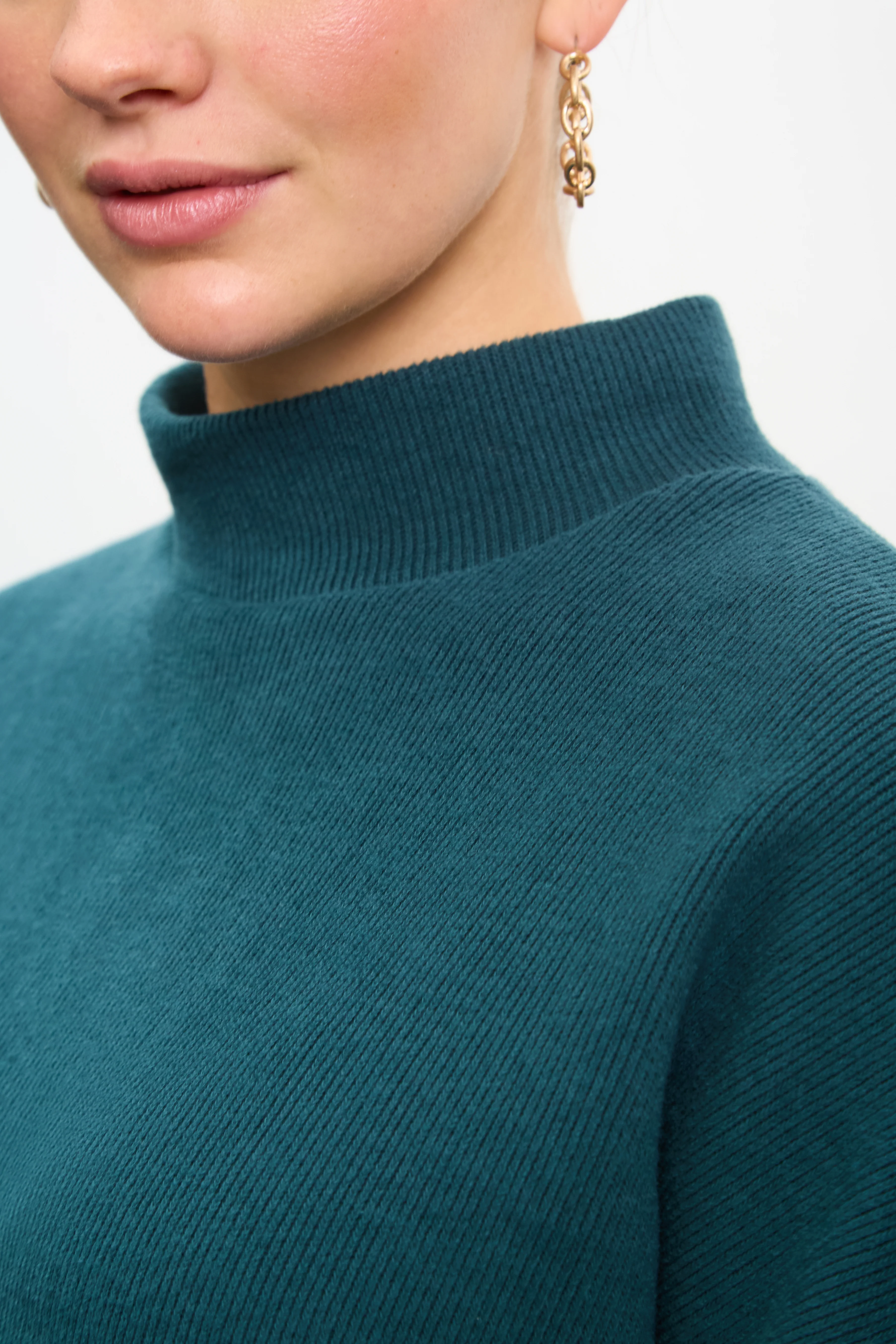 Teal micro ribbed mock neck top - Image 3