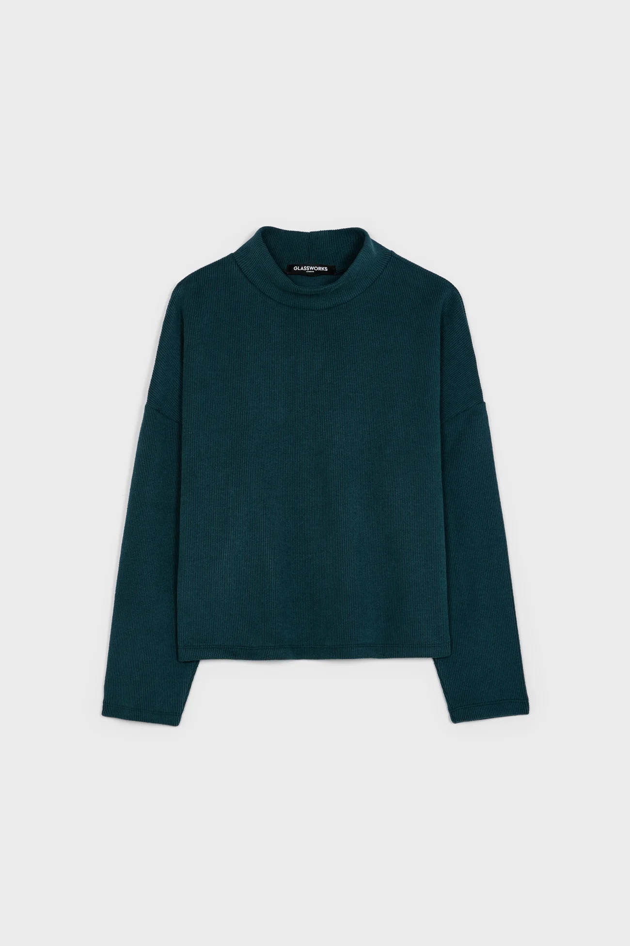 Teal micro ribbed mock neck top - Image 6