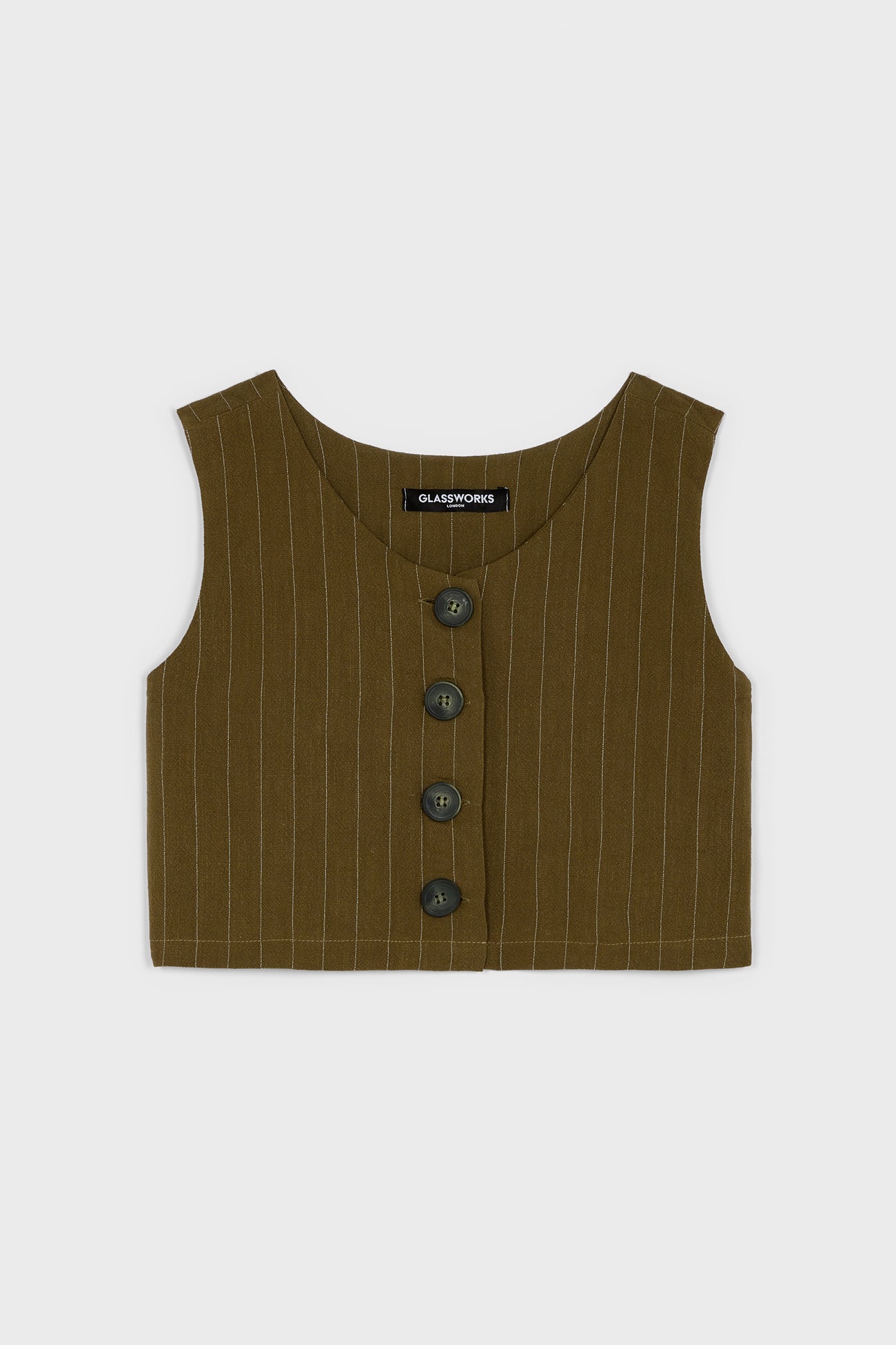 Olive green pinstripe button front tank - Image 6