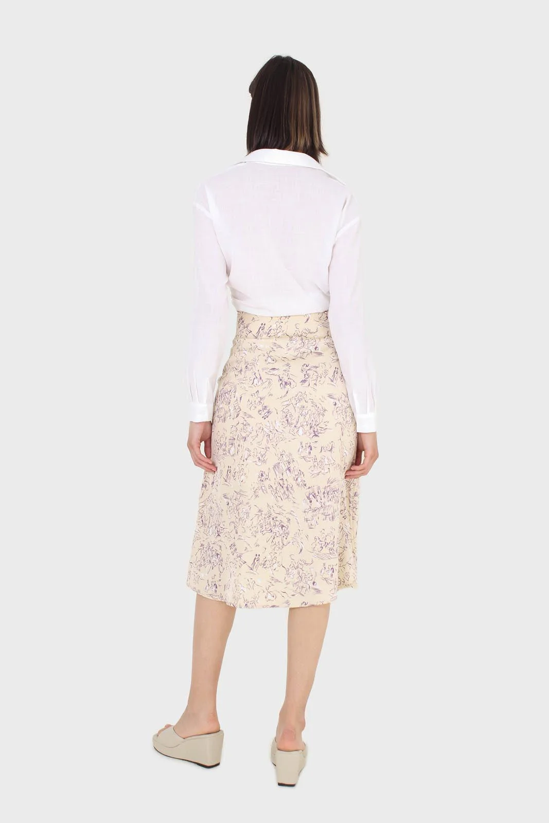 White linen plunging tie front shirt - Image 5